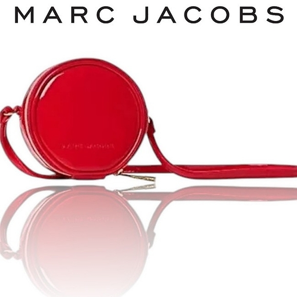 MARC JACOBS 4" Mini Patent Leather Red Round Crossbody Bag NWT - Picture 1 of 7